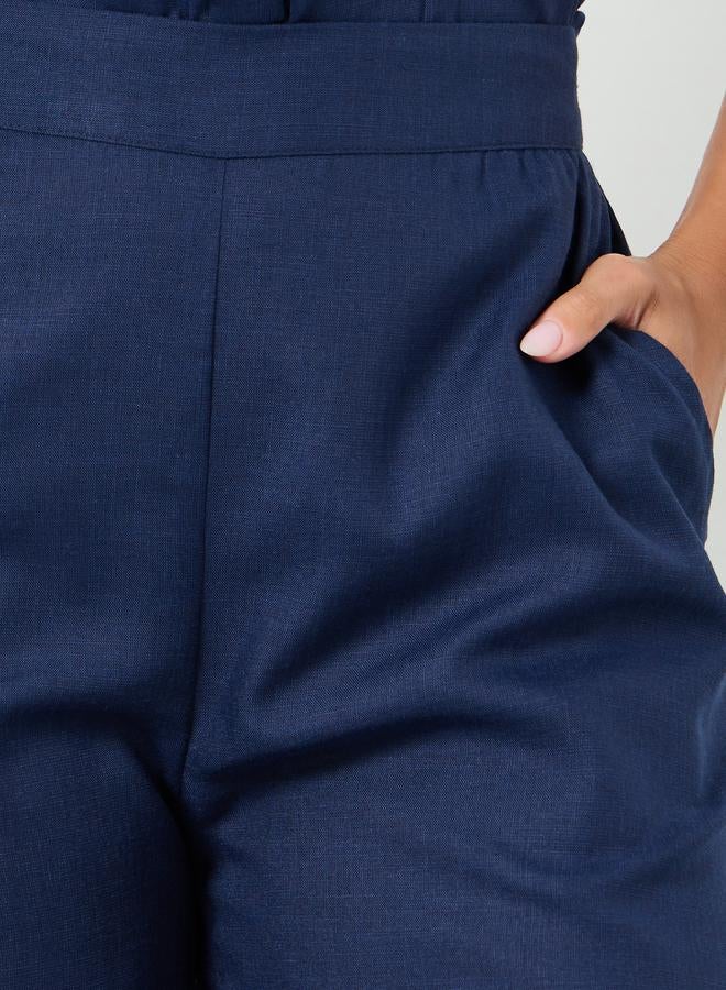 Styli Women Navy Blue Wide Leg Trousers - Image 2